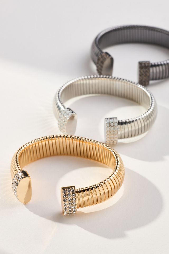 Bracelet Manchette Côtelé Pavé #1