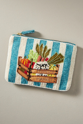 Anthropologie The Fiona Medium Beaded Pouch: Produce Edition In Multicolor