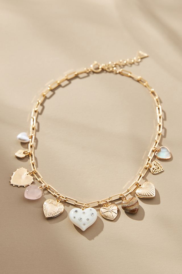 Scarf Necklace- Heart & Bow Multi Charm main image 0