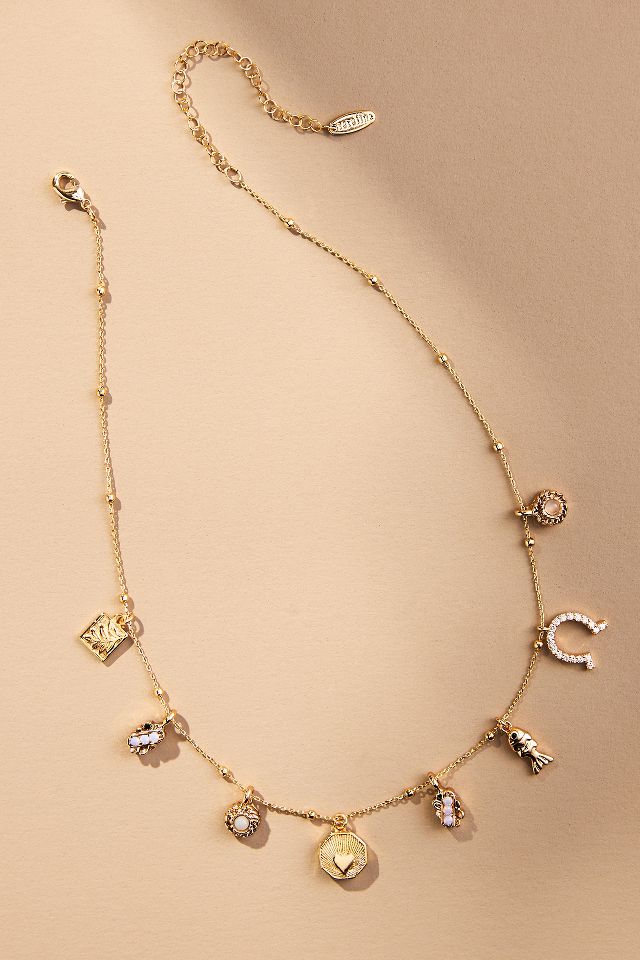 On sale Anthropologie Necklace - Flower Natural Charm & 30” Chain Gold Build A Necklace