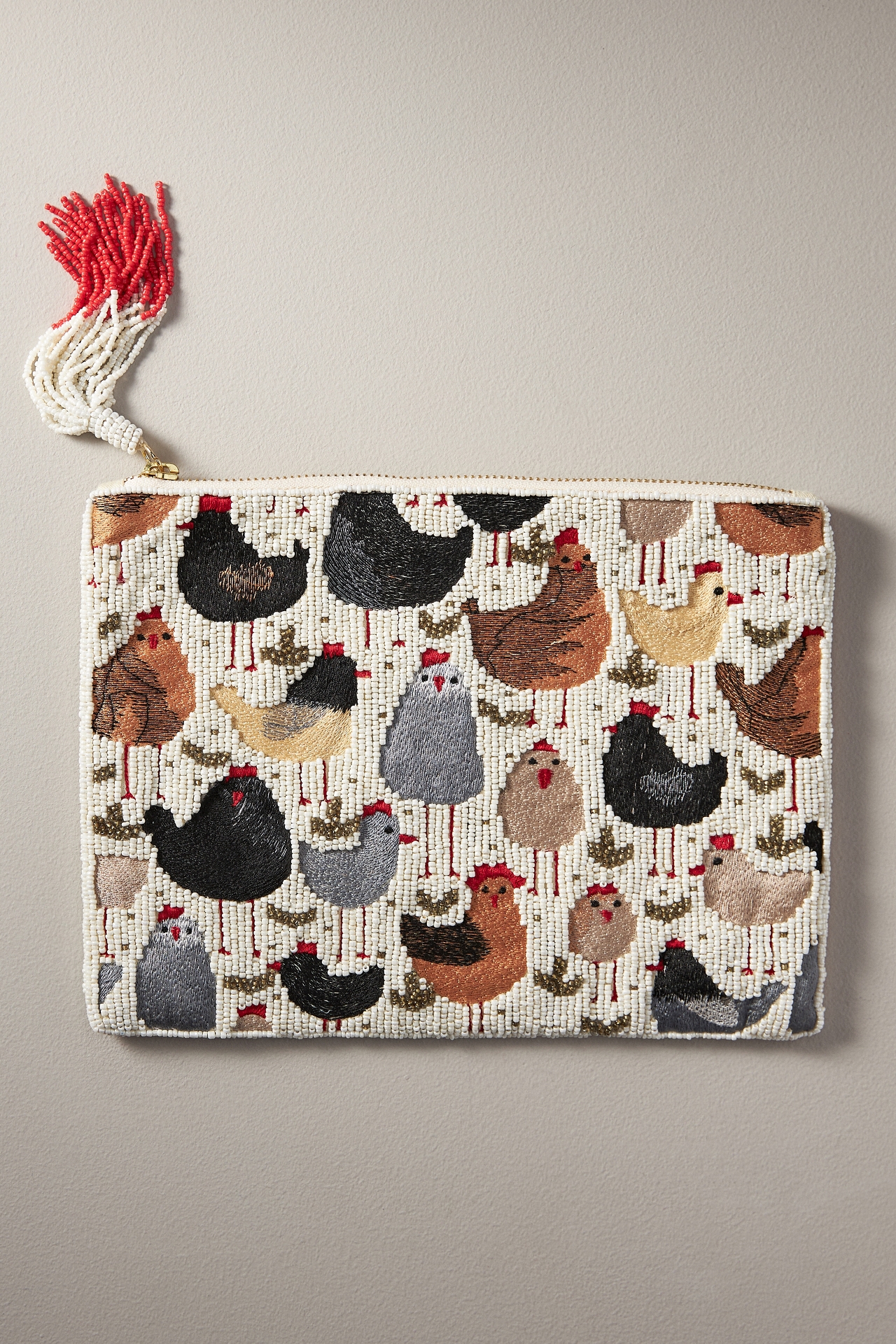 Beaded Flat Pouch: Farm Life Edition