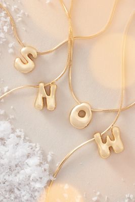 Gold-Plated Mini Bubble Letter Monogram Necklace
