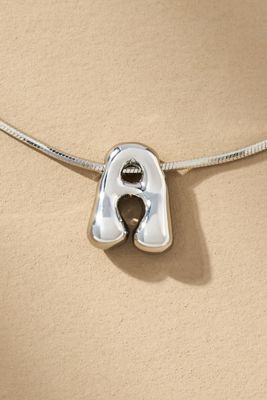 Silver Mini Bubble Letter Monogram Necklace