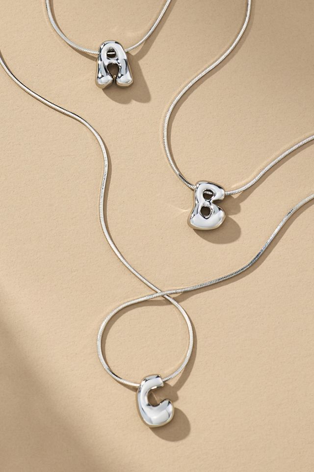 Collana con Monogramma a Lettera Bolla Mini Argento #1