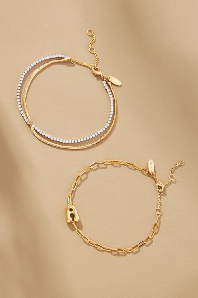 Bubble Letter Monogram Bracelets, Set of 2 #2