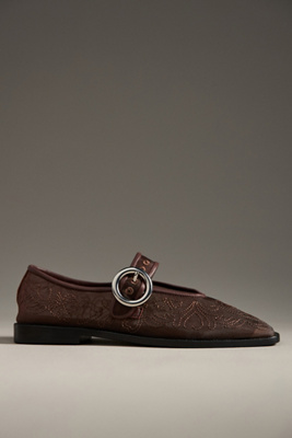 Farm Rio Chicory Coffee Square Toe Ballerina Flats Chicory Coffee In Brown