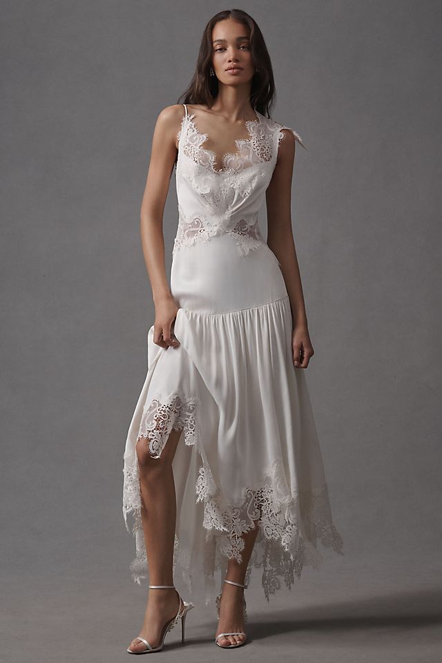 white midi dress drop waist Ella White Plunge-Neck Midi Dress With Drop-Waist Club L London