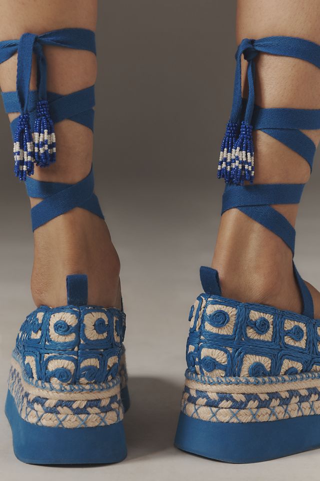Farm Rio Lace-Up Platform Espadrille Sandals #3