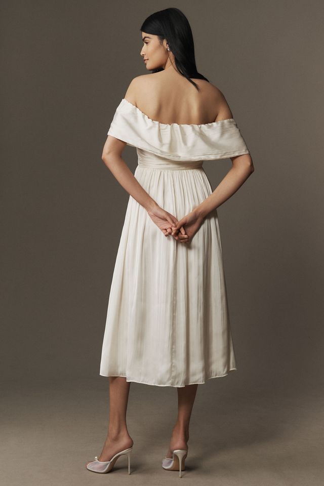 BHLDN Off-The-Shoulder Pleated Midi Dress #1