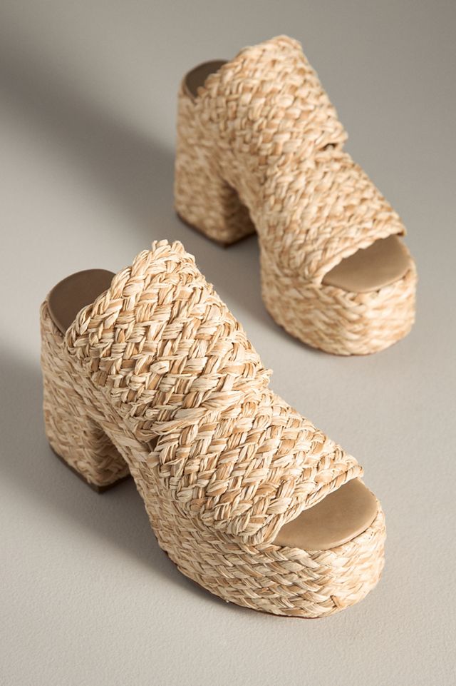 Farm Rio Braided Raffia Platform Slide Sandals #1