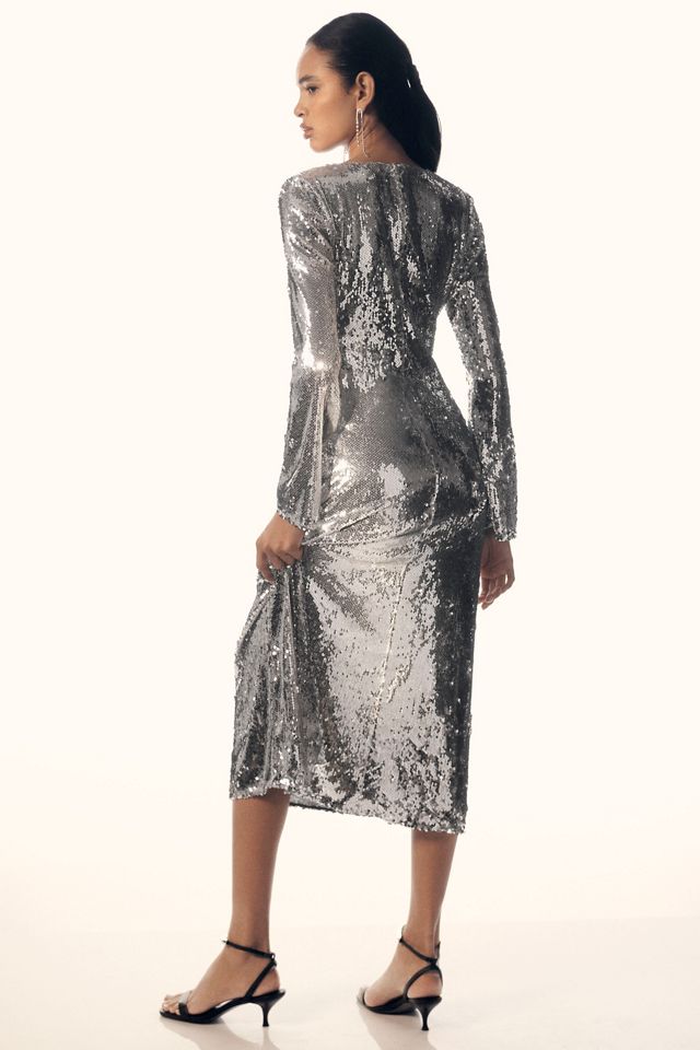 Hutch Long-Sleeve Scoop-Neck Sequin Midi Dress #2