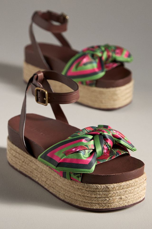 Farm Rio Scarf Raffia Platform Sandals #1