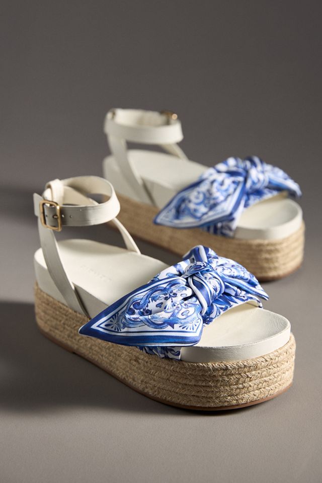Farm Rio Scarf Raffia Platform Sandals | Anthropologie