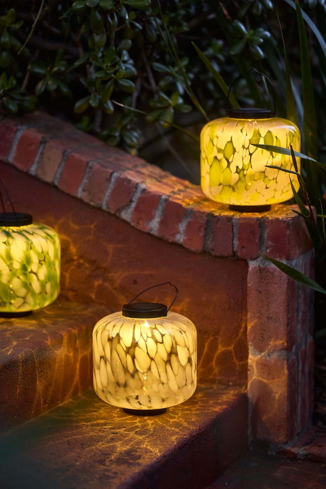 Solar Glass Lantern - White, S
