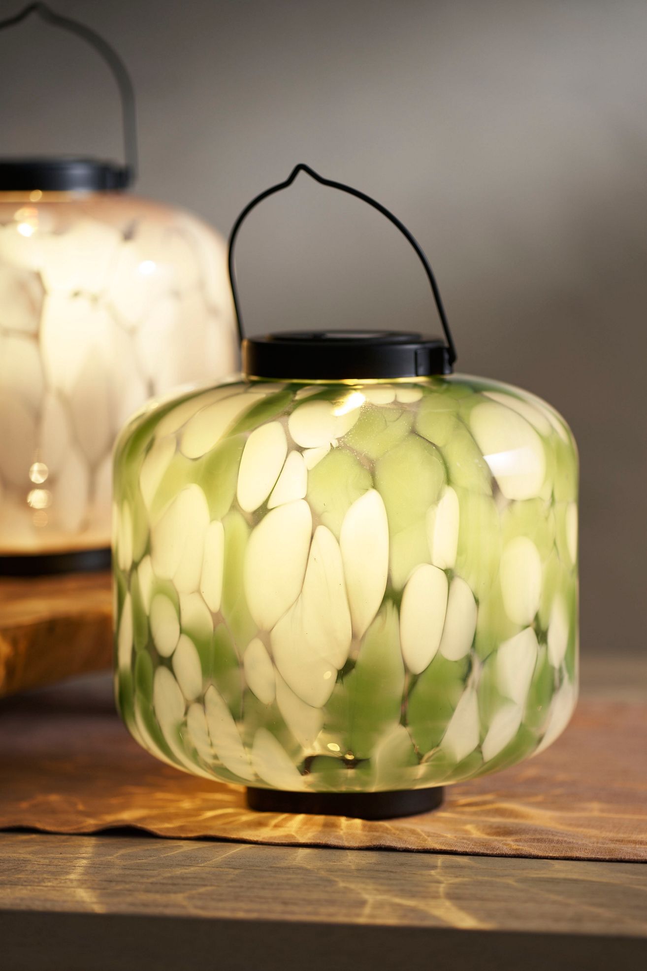 Solar Glass Lantern - Green