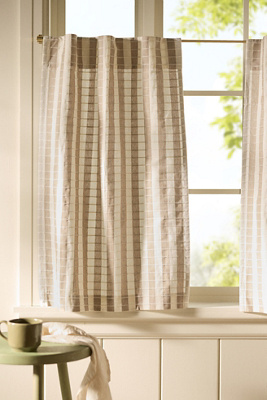 Cotton Woven Stripe Café Curtains, Set of 2