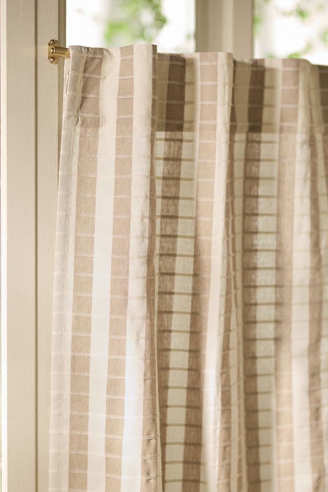 Cotton Woven Stripe Café Curtains, Set of 2 #1