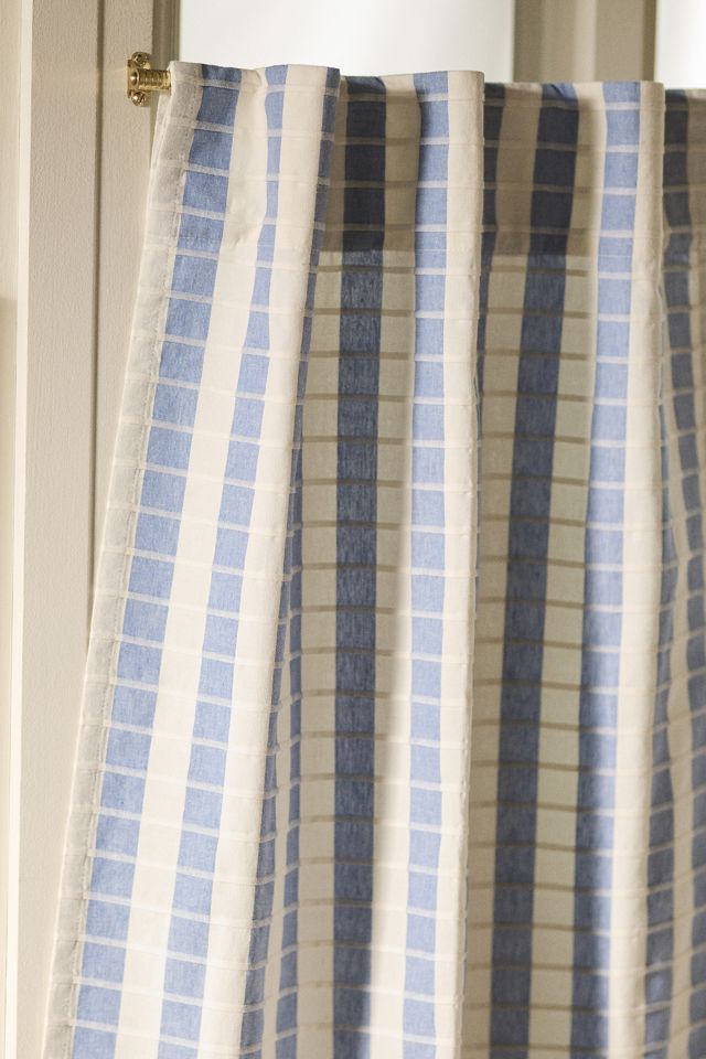 Cotton Woven Stripe Café Curtains, Set of 2 #1