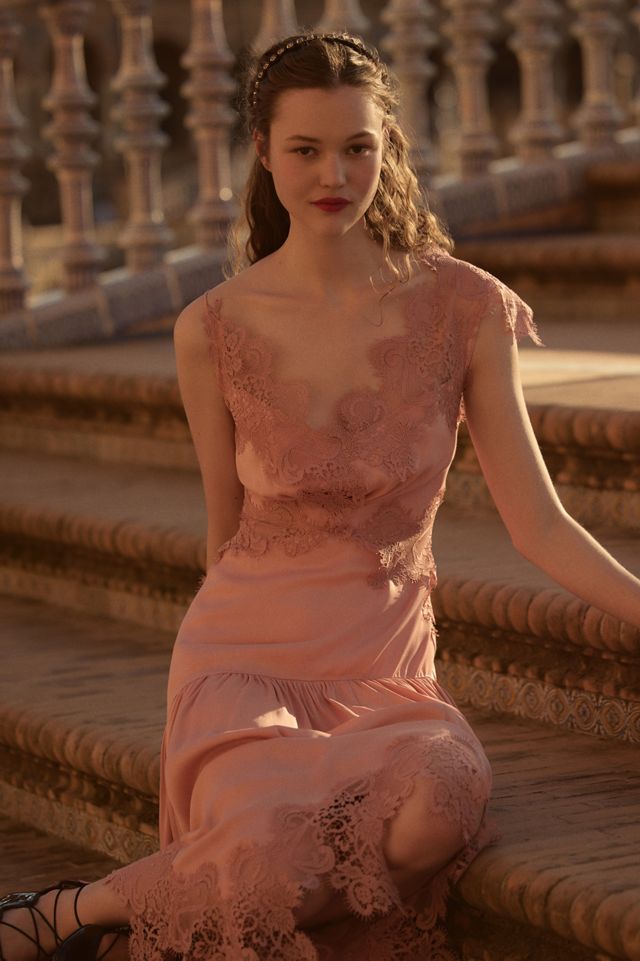 Anthropologie★BHLDN Evelyn Lace V-Neck High-Low Midi Dress BHLDN Evelyn Lace V-Neck High-Low Midi Dress | Anthropologie