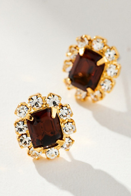 The Pink Reef Crystal Petite Stud Earrings In Brown
