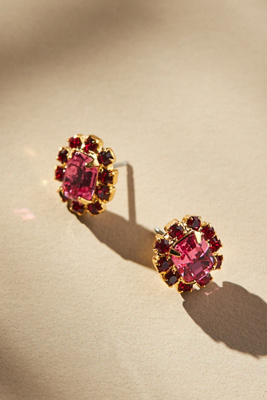 The Pink Reef Crystal Petite Stud Earrings In Pink