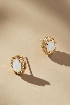 The Pink Reef Crystal Petite Stud Earrings In Gold