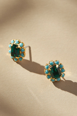 The Pink Reef Crystal Petite Stud Earrings In Multicolor