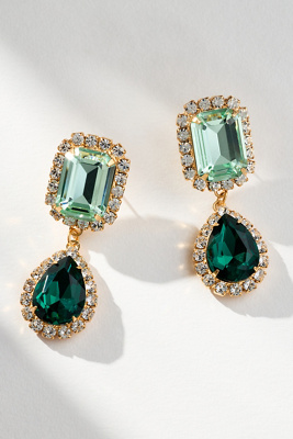 The Pink Reef Jewel Drop Neon Earrings In Green