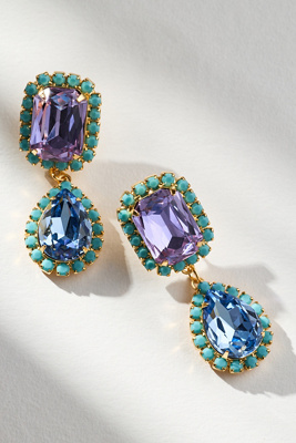The Pink Reef Jewel Drop Neon Earrings In Blue
