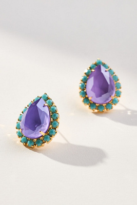 The Pink Reef Pear Stud Earrings In Purple
