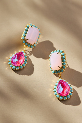The Pink Reef Jewel Neons Drop Earrings In Pink