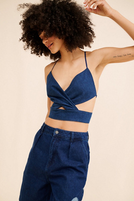 Re_Nuuly x Zero Waste Daniel Denim Cross Top | Anthropologie
