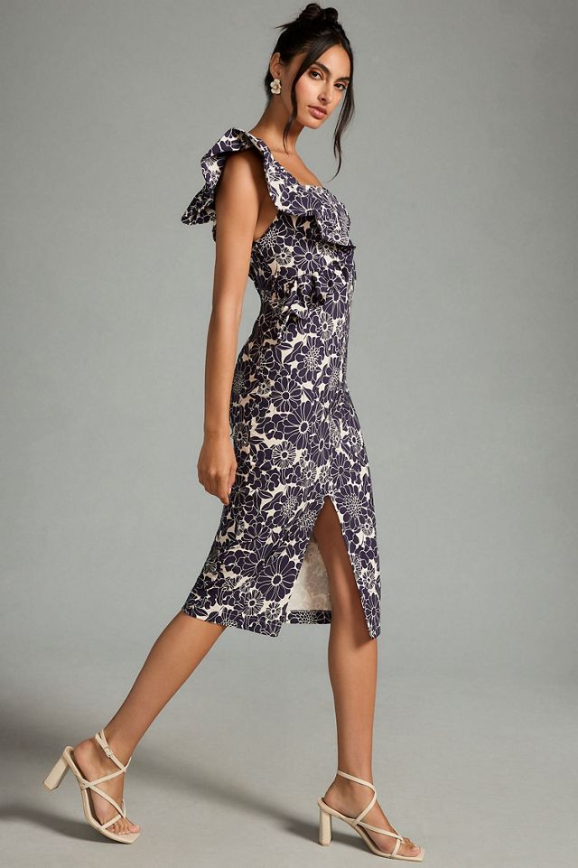 sachin and babi light blue dress Ruffle One-Shoulder Slim Dress