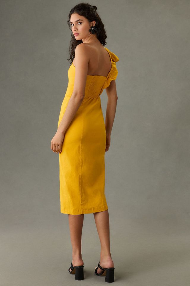 Ruffle One-Shoulder Slim Dress #1