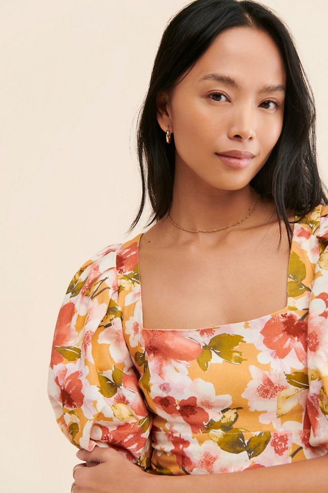 Moon River Square Neck Puff-Sleeve Dress #1