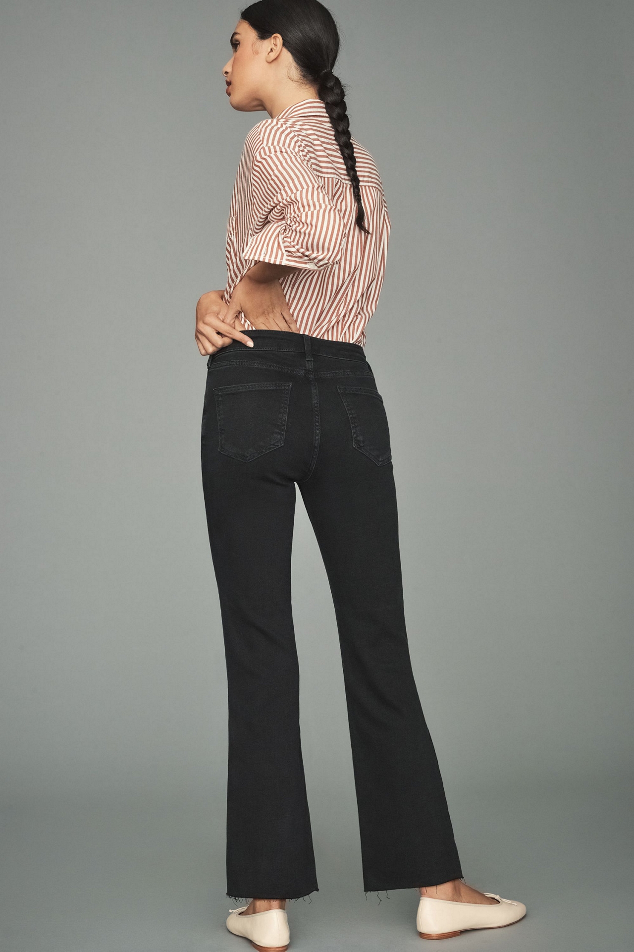 Pilcro The Yaya Mid-Rise Crop Flare Jeans - Black