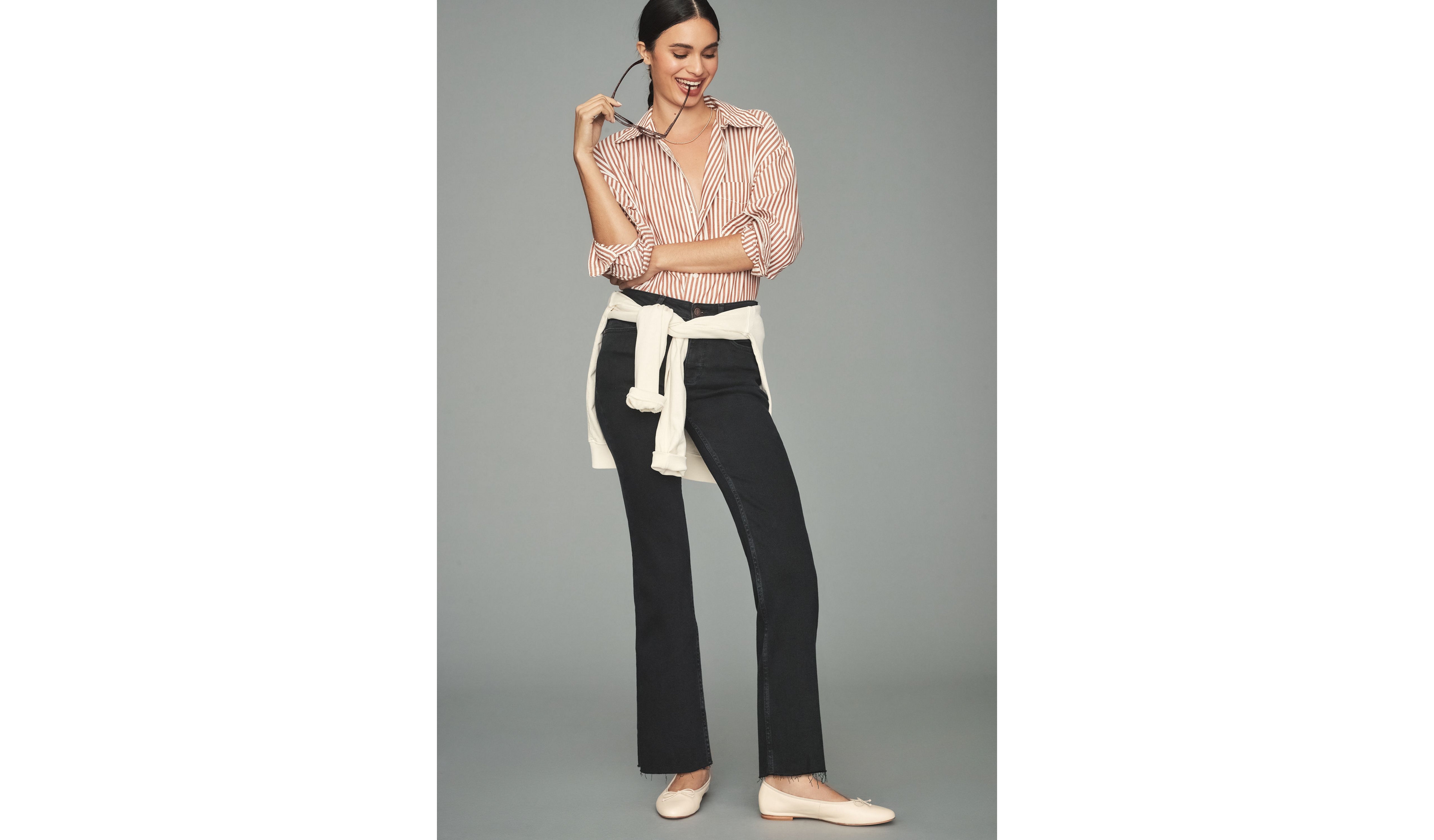 Pilcro The Yaya Mid-Rise Crop Flare Jeans - Black