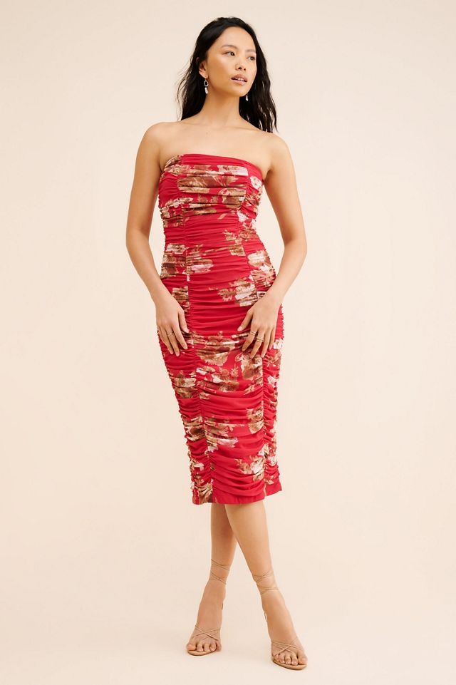 Let Me Be Ruched Mesh Midi Dress #3