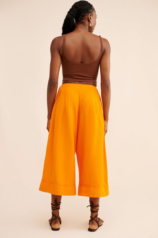 Maeve Linen Pleat-Front Wide-Leg Culottes #1