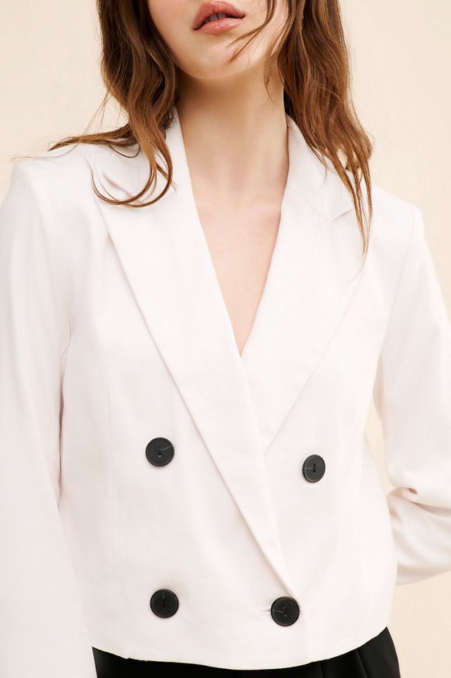Maeve Linen Cropped Blazer #2