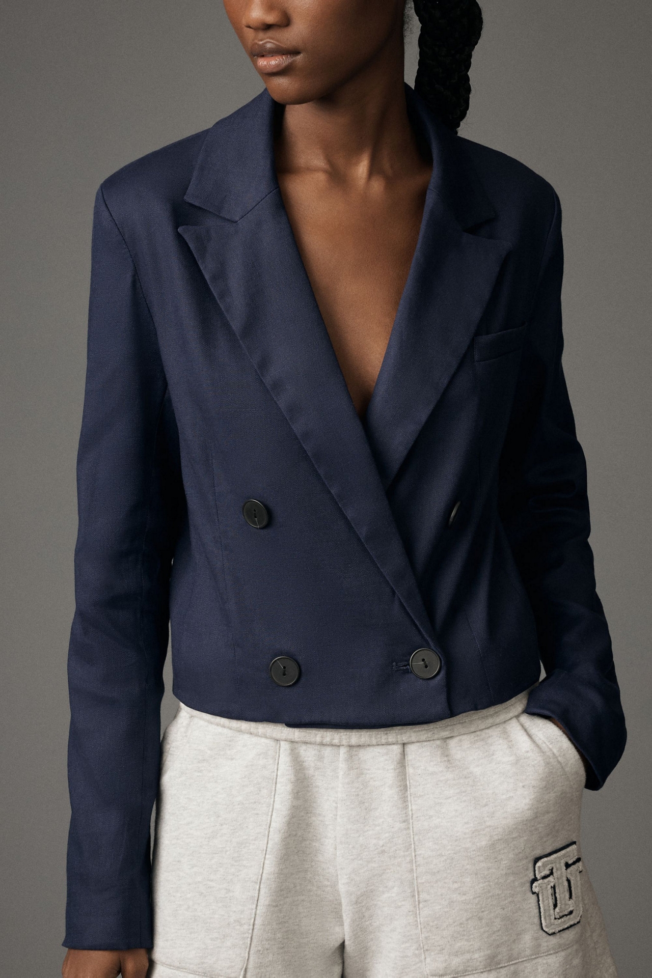 Maeve Linen Cropped Blazer