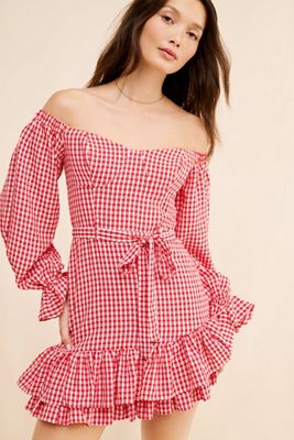 farm rio one shoulder cherry mini dress FARM Rio One Shoulder Buttoned Mini Dress