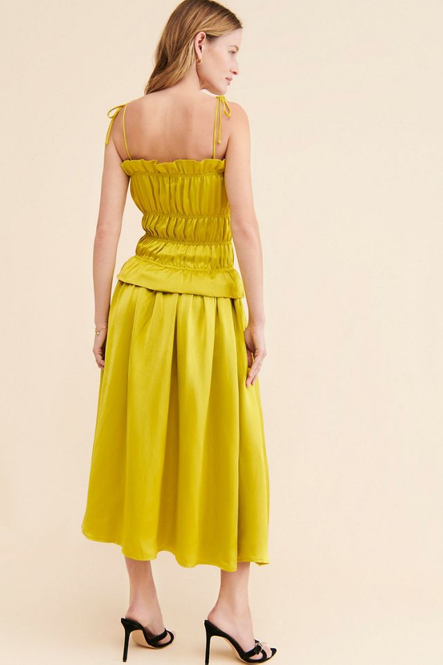 OhSevenDays Ruched Midi Tie-Strap Dress #1