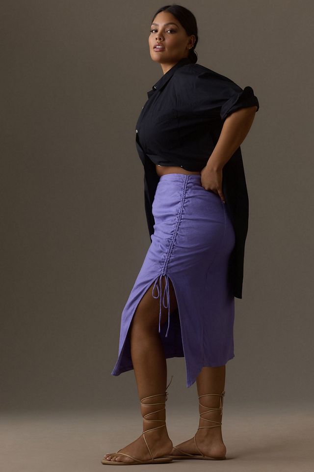 Ruched Side-Slit Midi Skirt #3