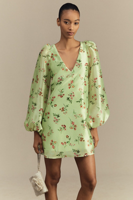 BHLDN SAMANTHA LONG-SLEEVE ORGANZA MINI DRESS 