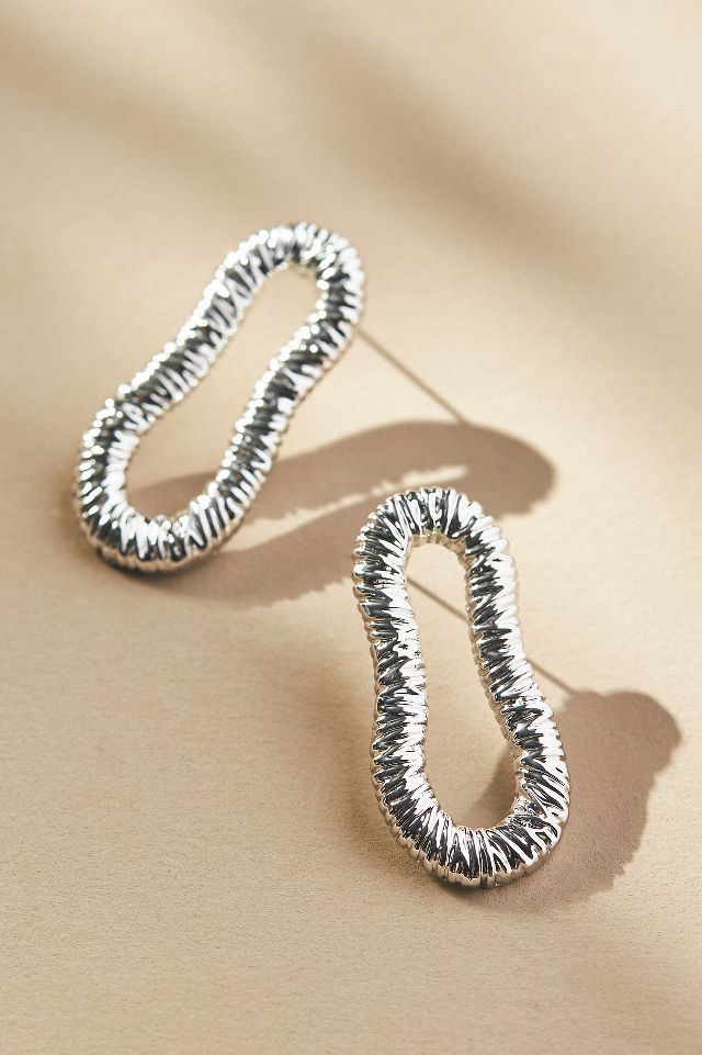Textured Oval Drop Earrings