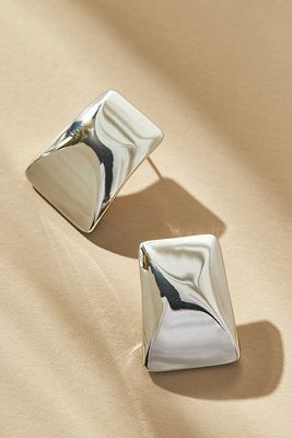 Rectangle Metal Post Earrings by Anthropologie in Silver