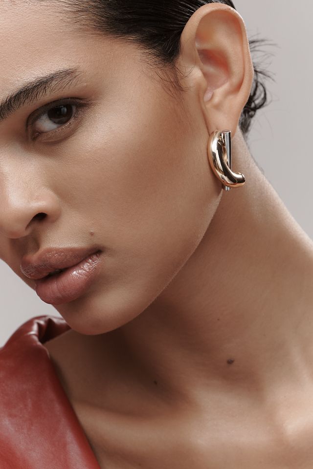 Two-Tone Crisscross Post Earrings #1