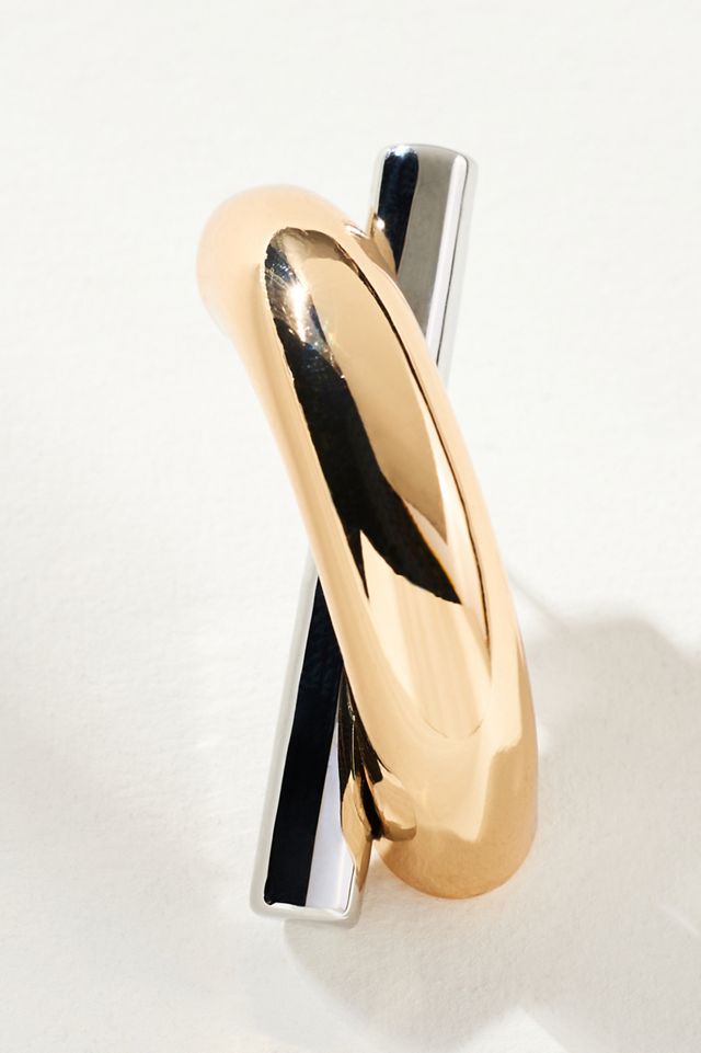 Two-Tone Crisscross Post Earrings #4