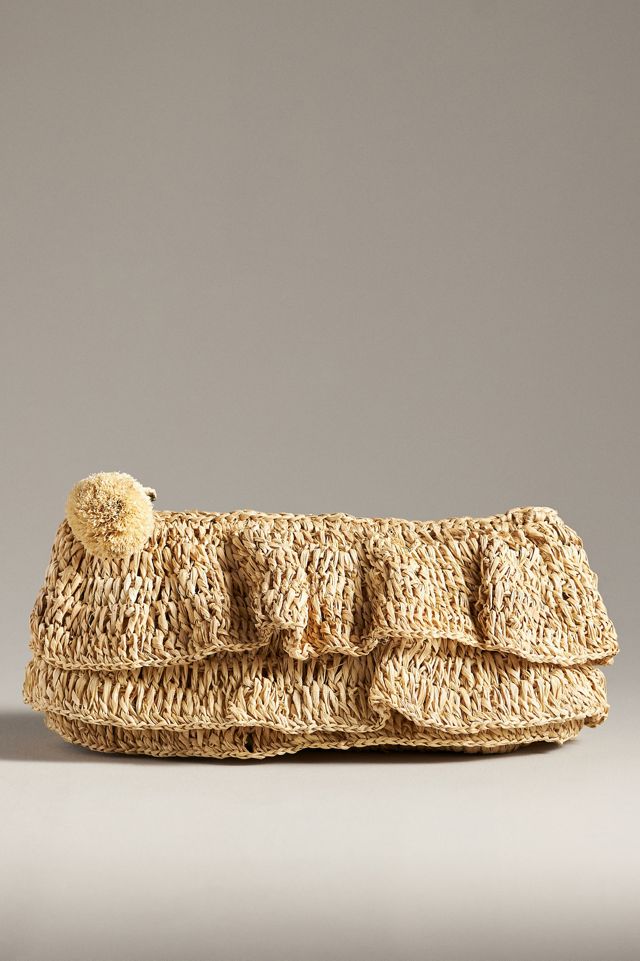 Raffia Ruffle Clutch #1